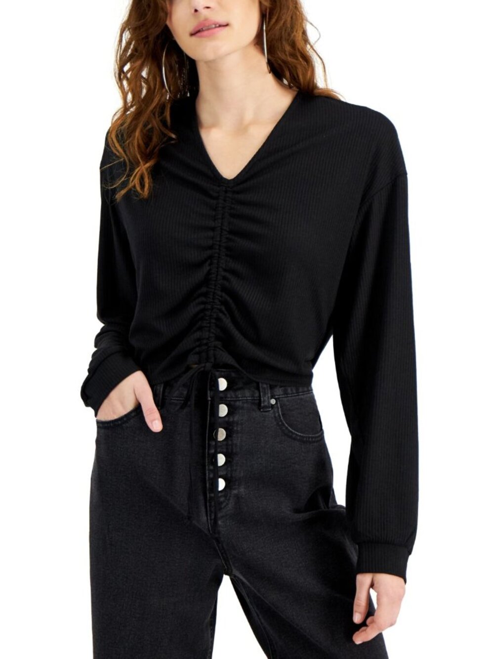 Derek Heart Juniors Ruched Cropped Top